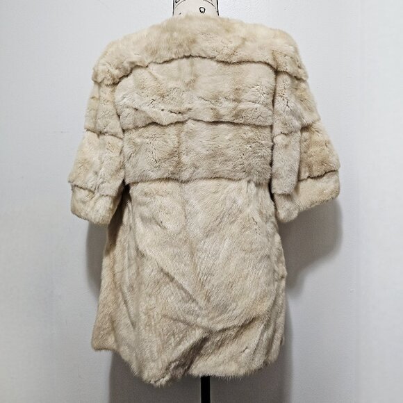 New Real MINK Fur Coat Jacket Stroller Beige Cream White Palomino Golden Saga - Picture 4 of 6